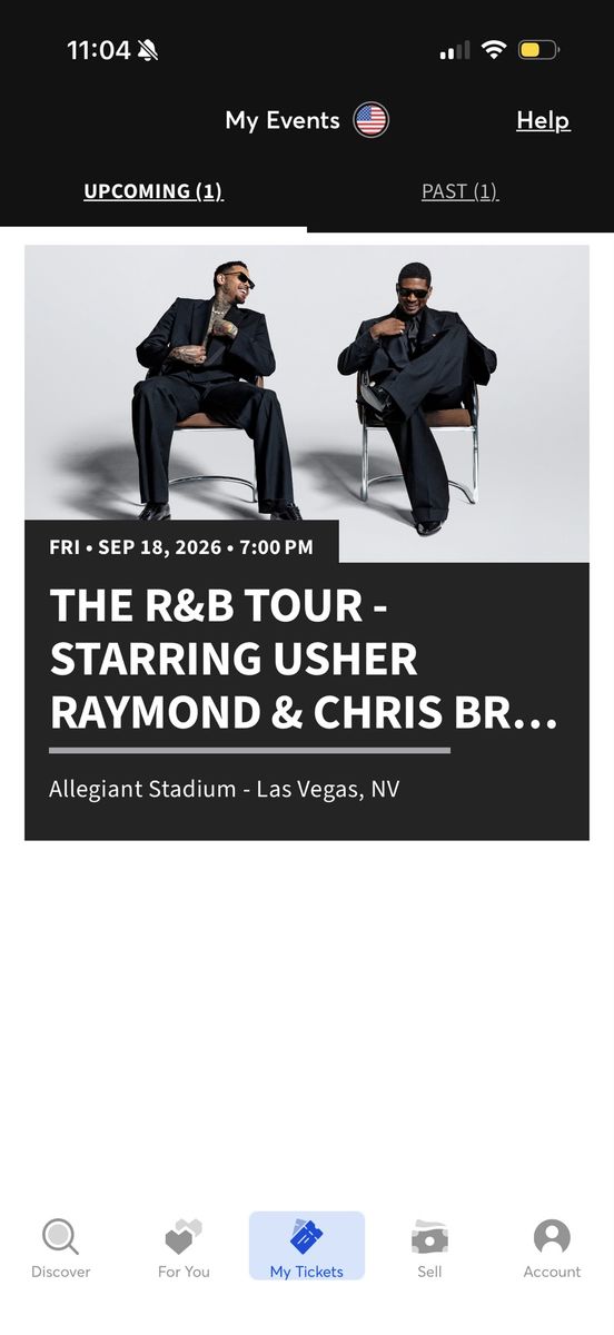 Two tickets to The R&B Tour - Usher & Chris Brown Concert Tickets (Las Vegas, 9/18/26)