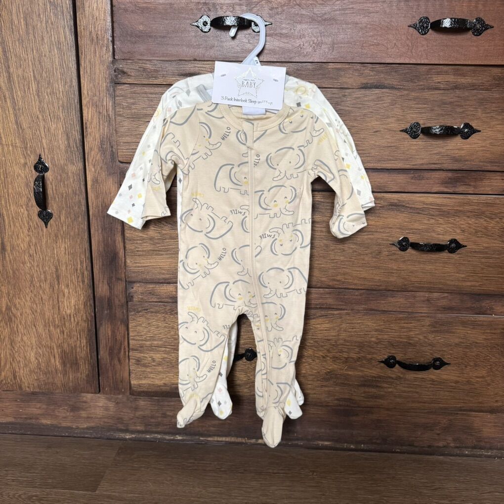 Superstar Baby 3 Pack Interlock Sleep & Plays 6/9