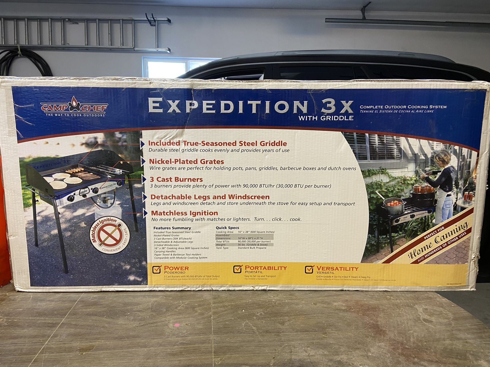 Expedition 3X 3-Burner Portable Propane Camping Grill w/ Griddle