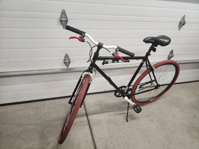700c Thruster Fixie Bike Steel Frame, Single Speed, Height 5'4"+, Black and Red