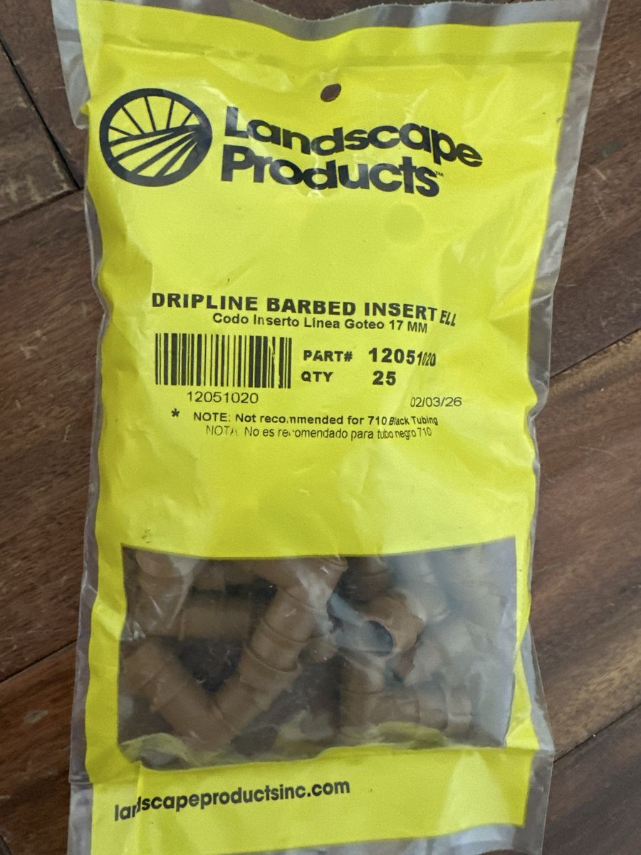 Landscape Products 12051020 17mm Dripline Barbed Insert Ell Elbows, QTY 25