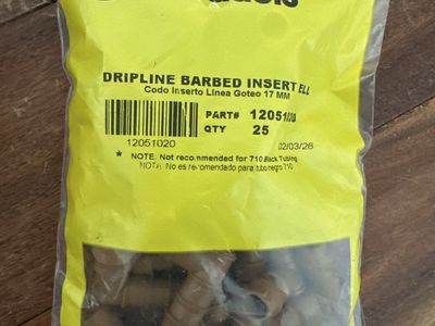 Landscape Products 12051020 17mm Dripline Barbed Insert Ell Elbows, QTY 25