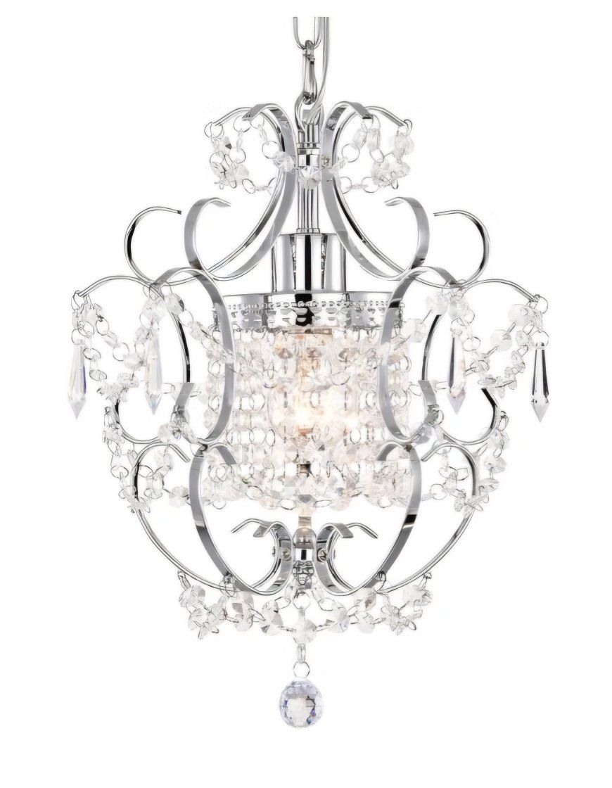 Small Chandelier for Bedroom, 90% Pre-Assembled Chrome Chandelier, Mini Acrylic Crystal Chandelier, 1 Light Pendant Light Fixtur