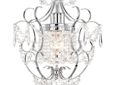 Small Chandelier for Bedroom, 90% Pre-Assembled Chrome Chandelier, Mini Acrylic Crystal Chandelier, 1 Light Pendant Light Fixtur