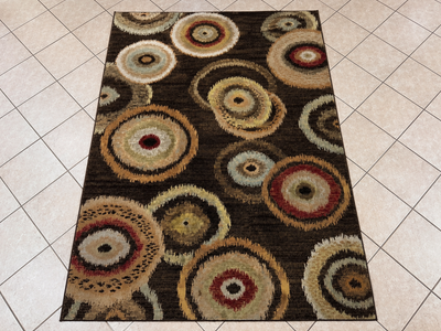 Modern Contemporary Area Rug 5' x 7.5' Brown Beige Circle Pattern Accent Rug