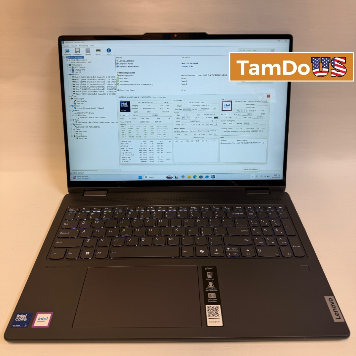 Lenovo Yoga 7i 2-in-1 16" 2K Touchscreen Laptop, Ultra 7 155U, 16GB, 1TB SSD