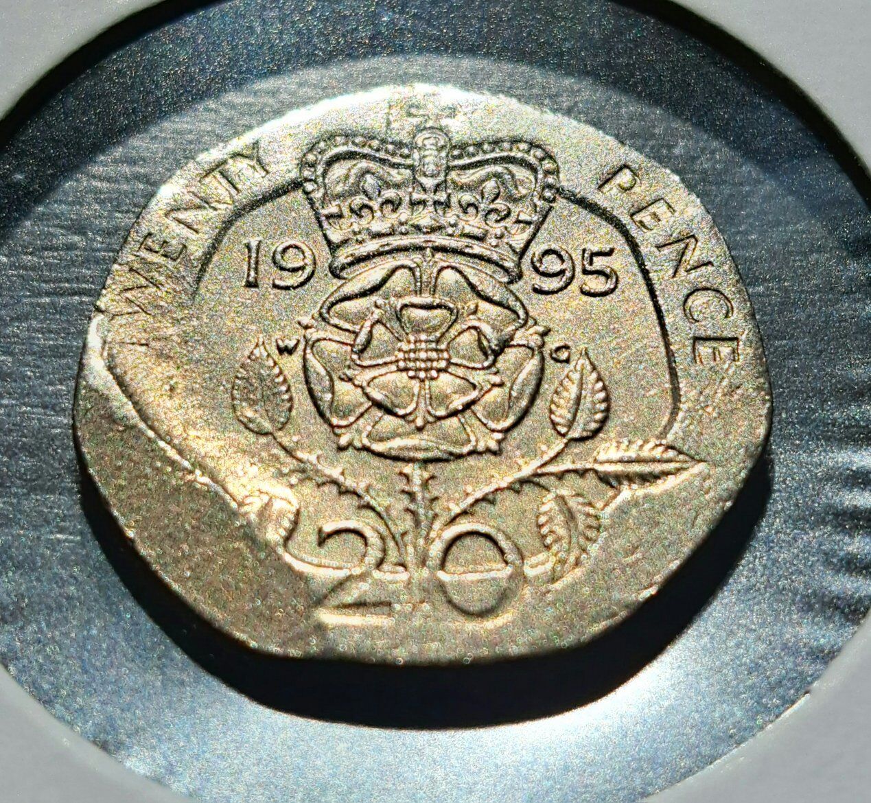 Rare 1995 British 20 Pence Coin w/ "Cud" Error