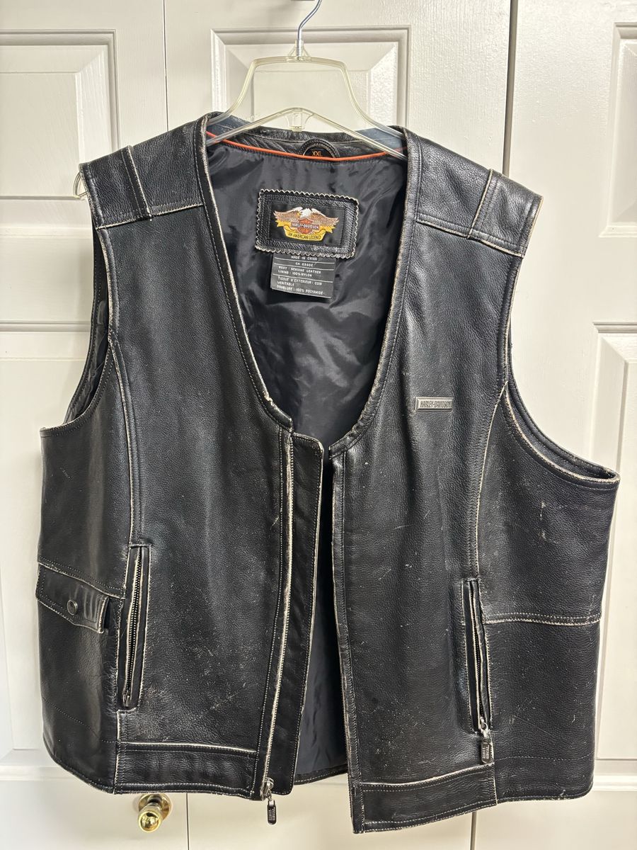Heavy leather Harley riding vest