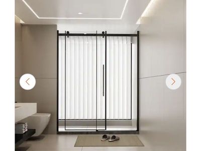 Delta S733B-48 Sliding Shower Door - 48" x 72" - Matte Black / Clear Glass (Open Box)