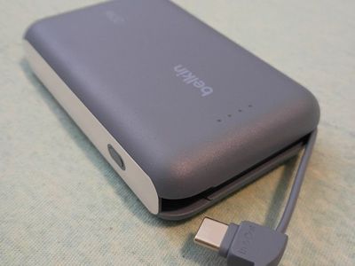 Belkin 20W Power Bank - Compact Portable Charger with Built-in USB-C Cable