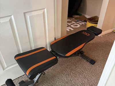 LUSPER Adjustable Weight Bench - Black/Orange Folding Incline/Decline Fitness Bench