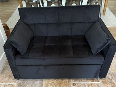 Black Velvet 3-in-1 convertible loveseat