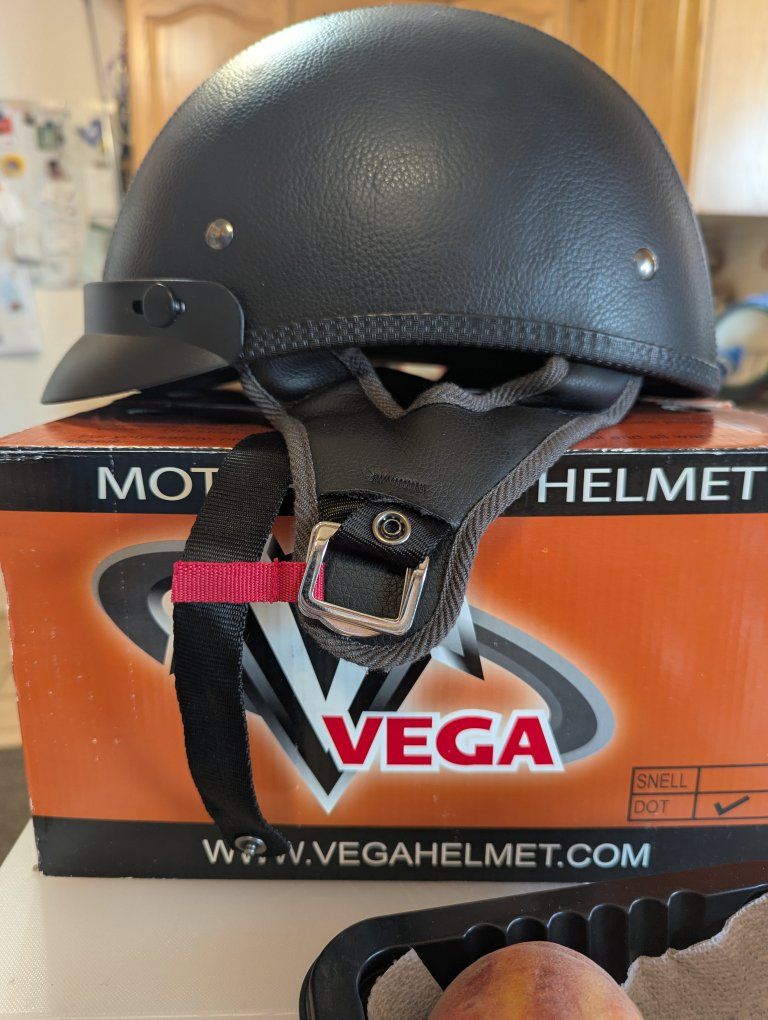Vega XTS Half Helmet Leather Black Medium DOT Approved Motorcycle Helmet