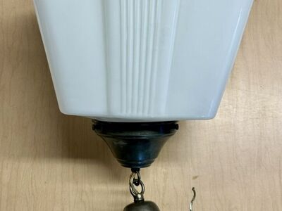 Antique Art Deco 1940's Milk Glass Ceiling Light