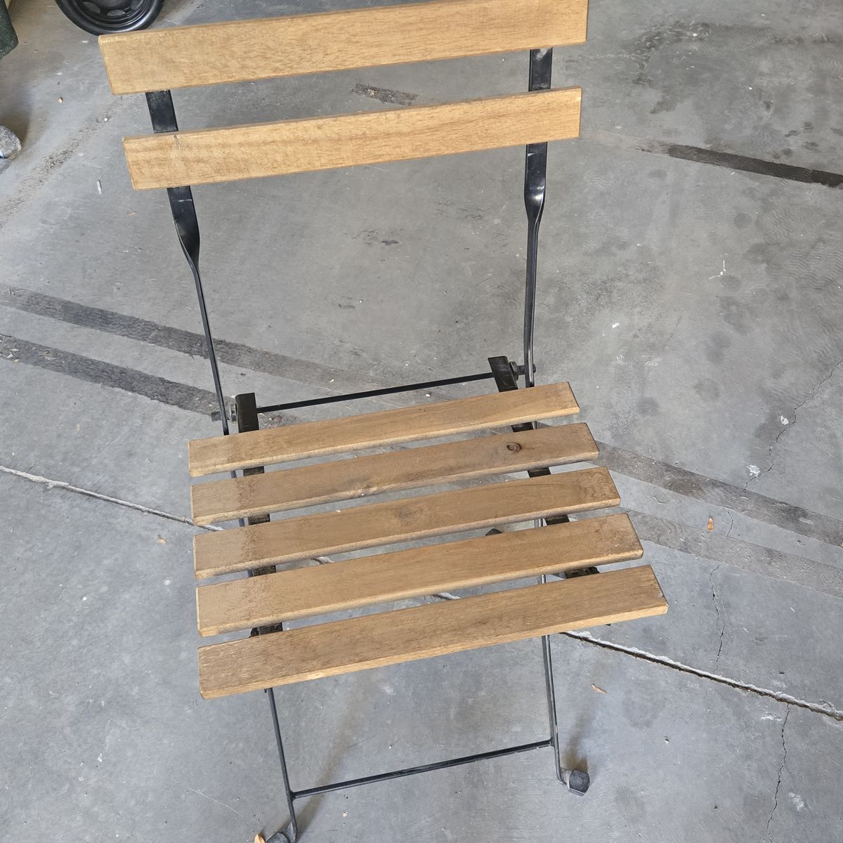 4 Cast Iron and Wood Foldable Chairs