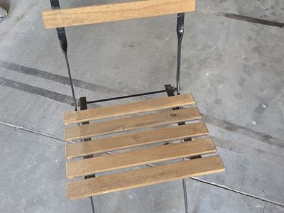 4 Cast Iron and Wood Foldable Chairs