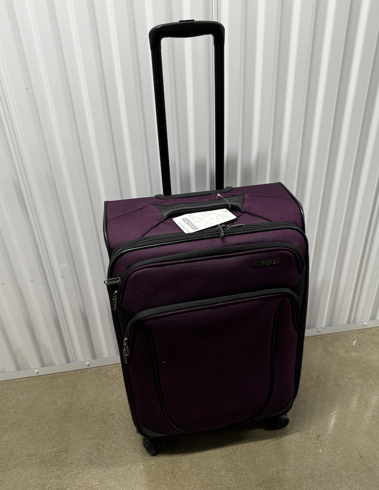 NEW American Tourister 4 KIX 2.0 Softside Spinner Luggage, 24 Inch Checked Medium - Purple Orchid