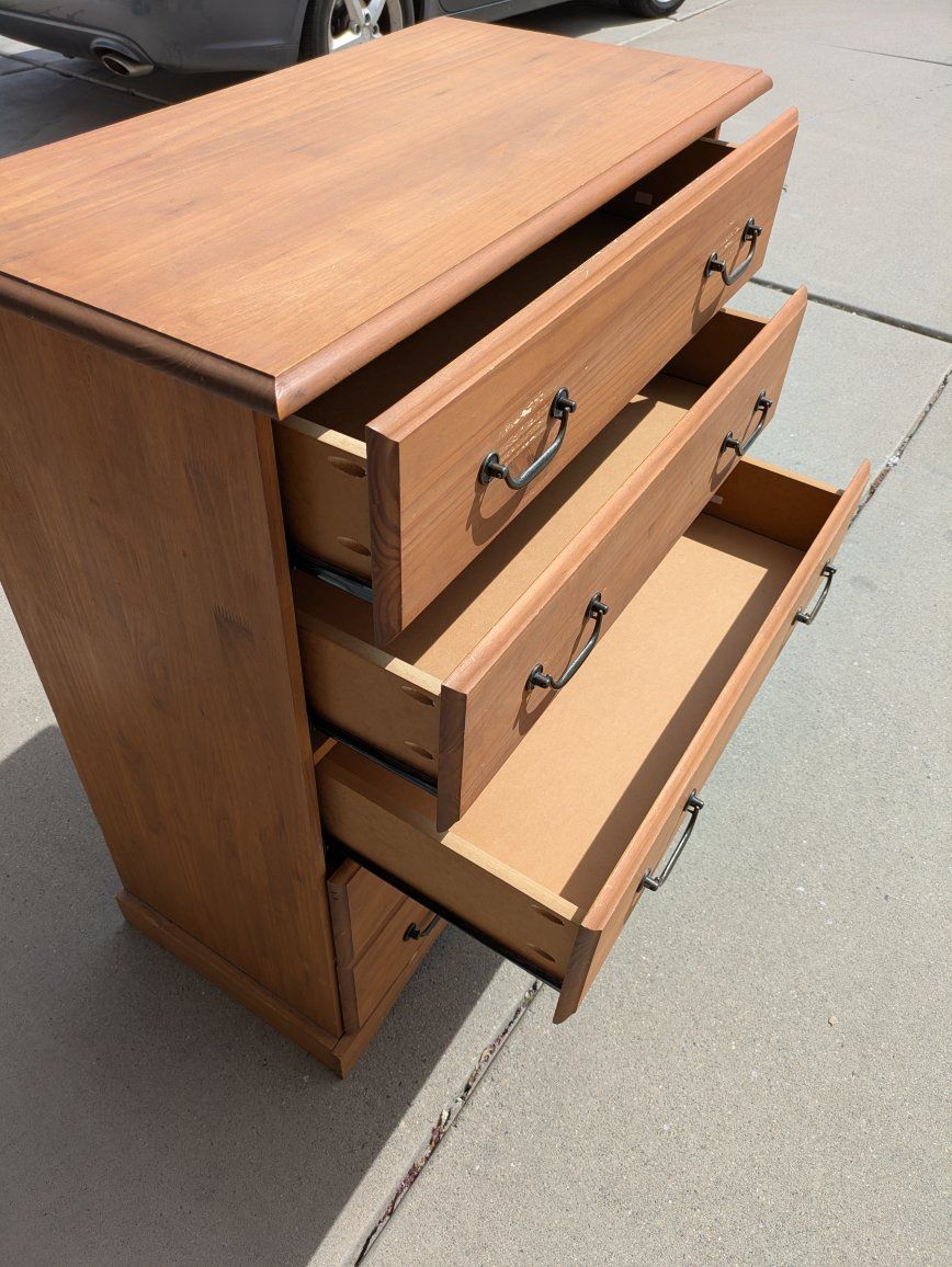 Solid Wood 5-Drawer Dresser - Made in Brazil - Honey Pine Finish