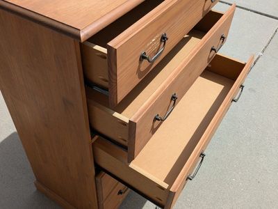 Solid Wood 5-Drawer Dresser - Made in Brazil - Honey Pine Finish