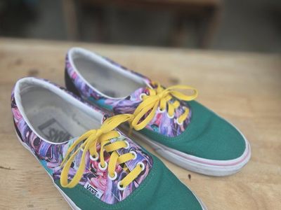 Vans Green & Colorful Abstract Sneakers Men's 10 / Women's 11.5