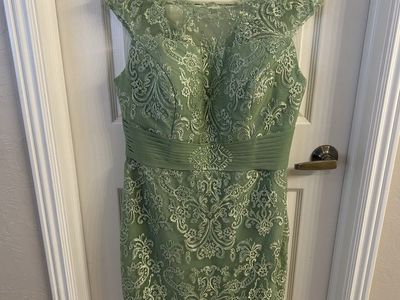 Sage Knee Length Formal Dress with Light Jacket
