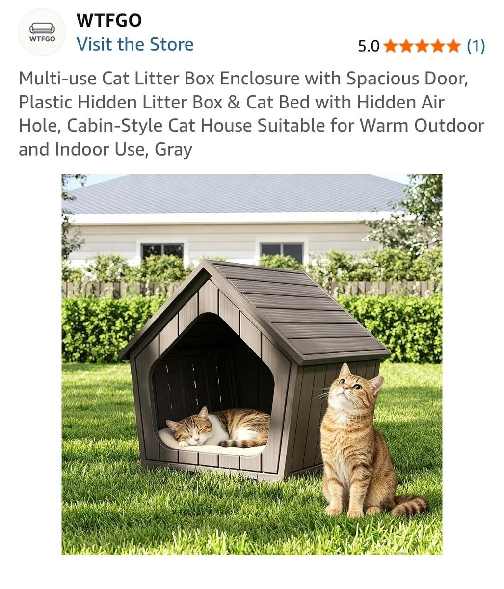 New Weatherproof Plastic Outdoor Pet Shelter for Cats and Small Dogs in Gray