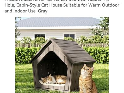 New Weatherproof Plastic Outdoor Pet Shelter for Cats and Small Dogs in Gray