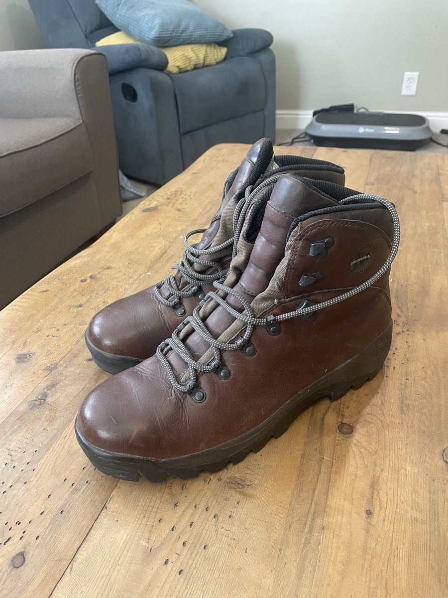 Merrell Men's Brown Leather Hiking Boots Vibram Soles Size 11.5