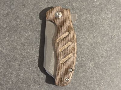 Kizer Mini Sheepdog Black Blade Brown Micarta Folding Knife