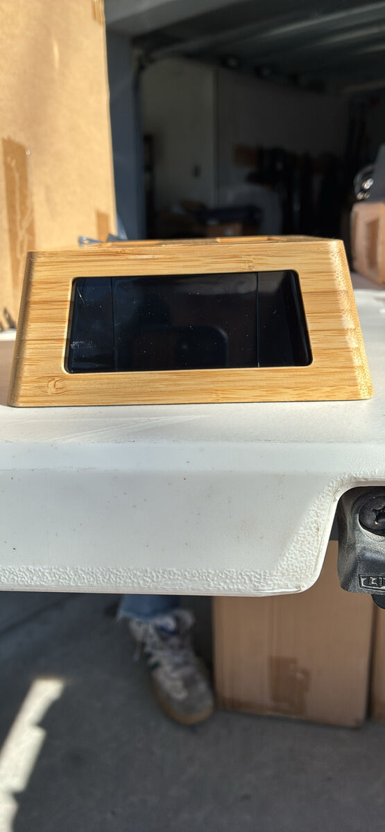 Bamboo Clock With Charging Outlets