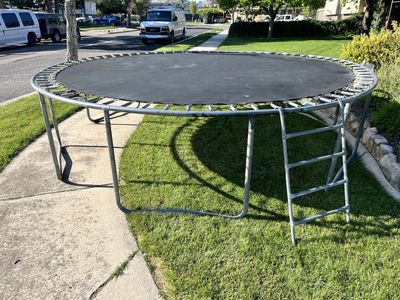 FREE - 12 foot, Round Outdoor Trampoline with Ladder - Used, Needs Mat Repair