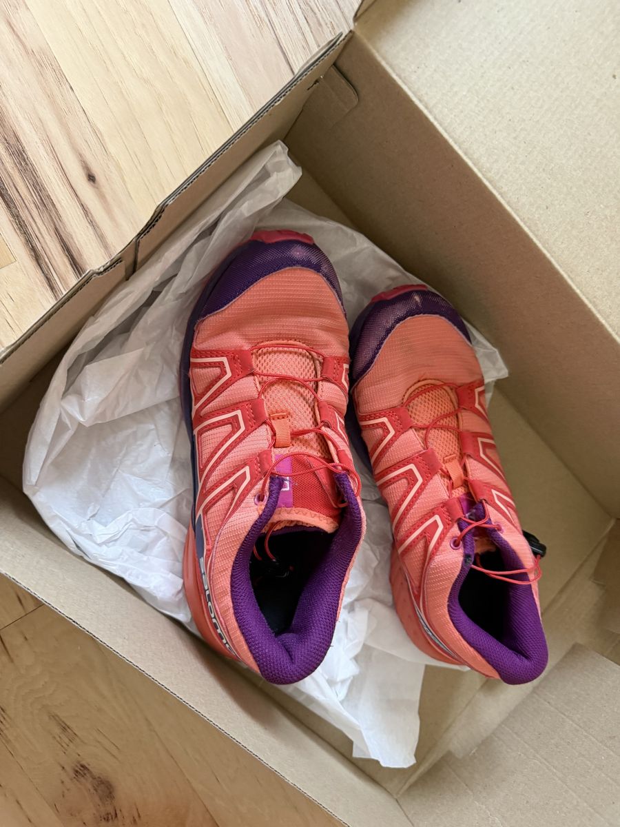 Salomon Girls Trail Running Shoes - Coral & Purple - Size 5