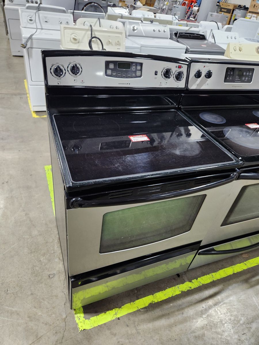 Admiral Electric Range Stove with Glass Cooktop and Stainless Steel Finish
