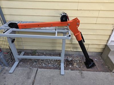 Orange and Black Truck Bed Crane with Electric Winch and Controller 1000 lbs capacity