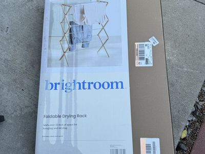 Brightroom Foldable Drying Rack - Stainless Steel & Wood, 43"H x 32.5"W, Over 32 sq ft Drying Space