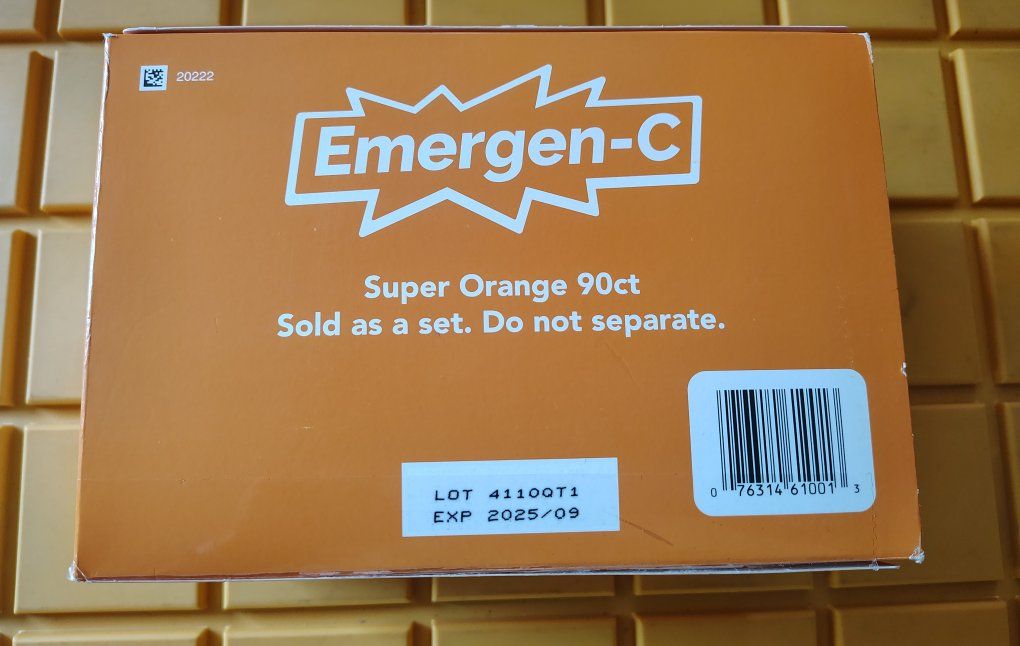 Emergen-C Super Orange Vitamin C Drink Mix Box, 90 Count Pack EXP 9/25