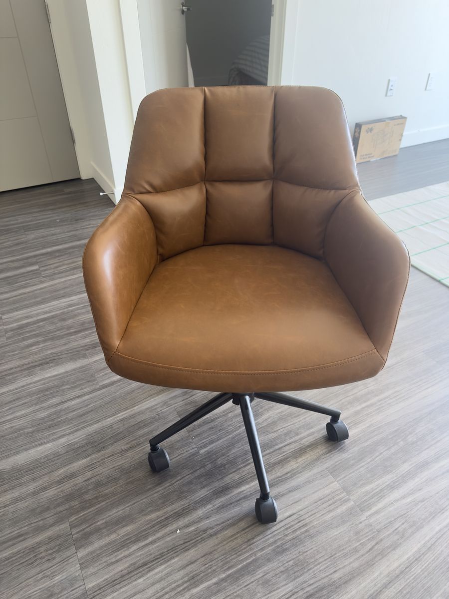 Tan Faux Leather Office Chair