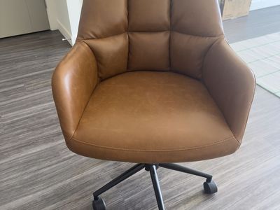 Tan Faux Leather Office Chair
