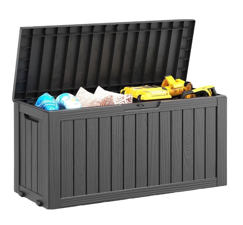 NEW! Outdoor Storage Deck Box 75 Gallon – Waterproof Poly Resin – Black