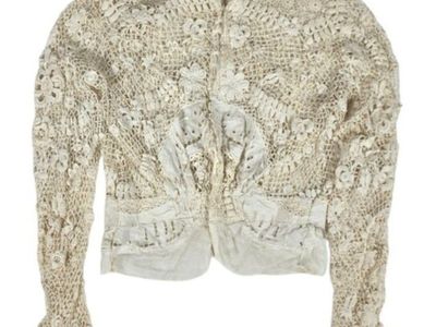 Antique Edwardian Irish Crochet Lace Blouse Bodice High Neck MOPearl Buttons