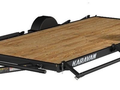 Karavan Single Axle Wood Deck Utility Trailer with Fold-Down Side Ramps