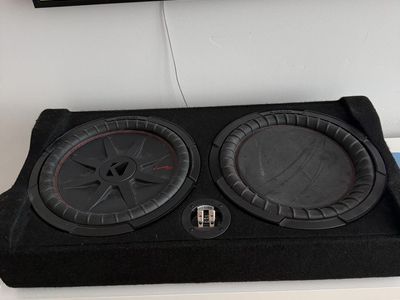 Kicker Dual CompRT Subwoofers in Enclosure with Kicker CXA800.1 Amplifier