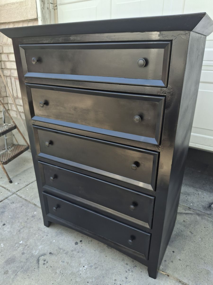 real wood 5 drawers black dresser