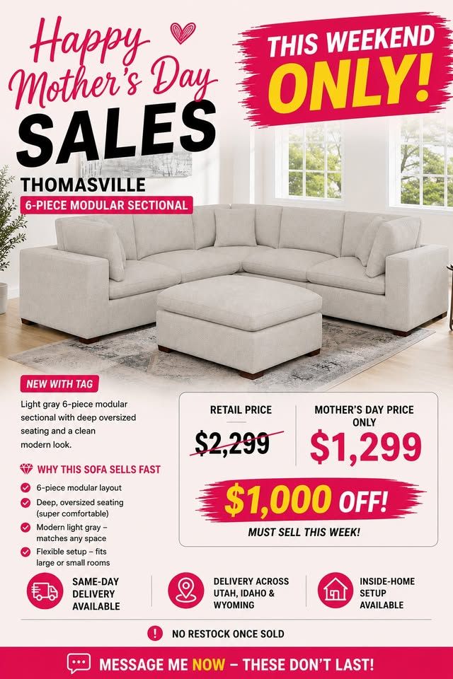 Thomasville 6-Piece Modular Sectional 🩷 Mother’s Day Sale