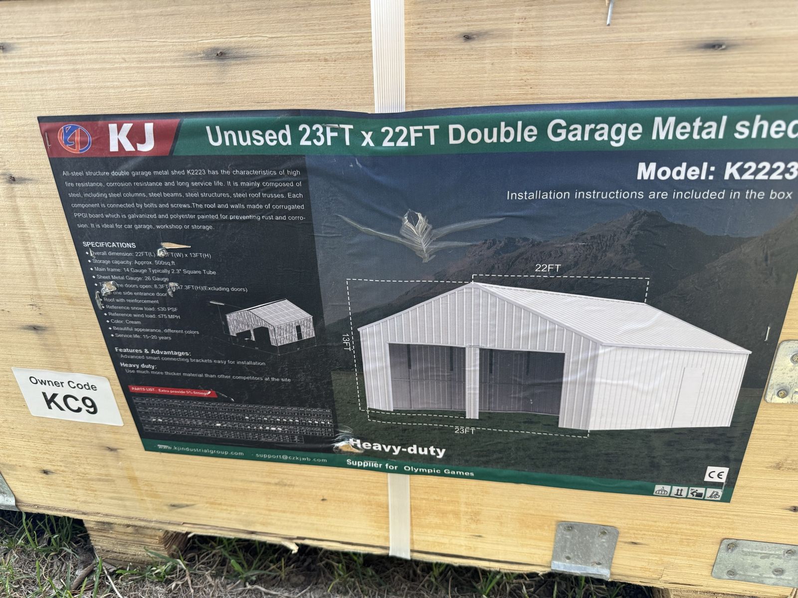 23x22ft Double Garage Metal Shed