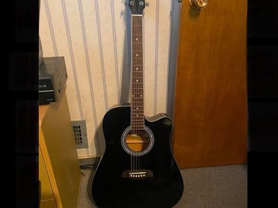 Oscar Schmidt Black Acoustic Guitar with cutaway