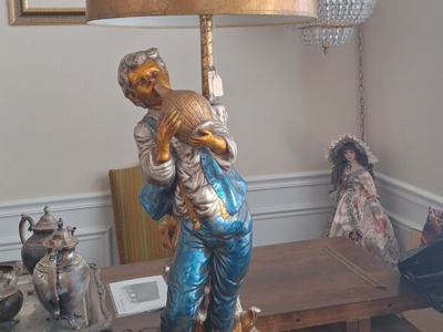 Mid Century Vintage Statue Lamp - Boy with Jug
