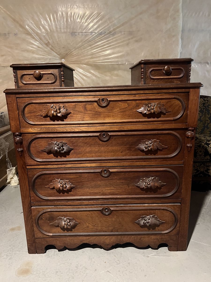 Antique Victorian Dresser with Hand Carved Pulls