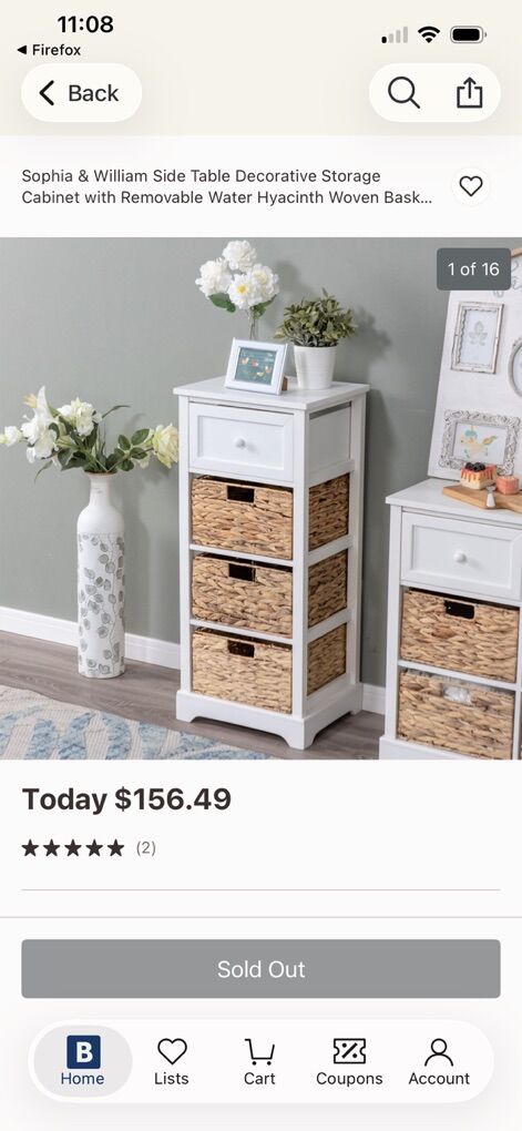 Side Table Decorative Storage Cabinet With Baskets