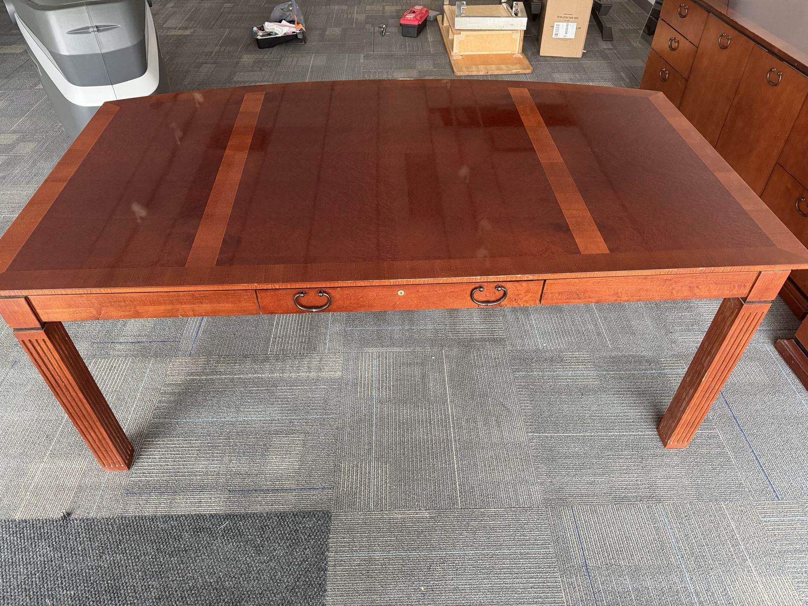 Elegant Wood Executive Desk / Dining Table with Drawers - Rich Cherry Finish